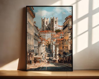 Lisbon Watercolor Art Lisbon Portugal Travel Print Lisbon Artwork Lisbon Portugal Decor Portugal Wall Art