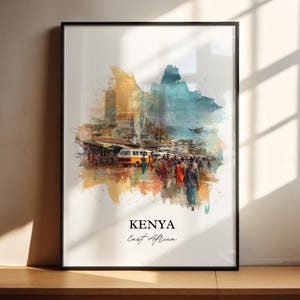 Kenya Wall Art, Kenya Print, Kenya Watercolor Art, East Africa Gift, Travel Print, Travel Poster, Housewarming Gift