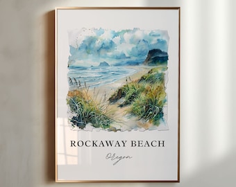 Rockaway Beach Oregon Art, Rockaway Beach OR Print, Rockaway Beach Watercolor, Tillamook Gift, Oregon Travel Print, Housewarming Gift