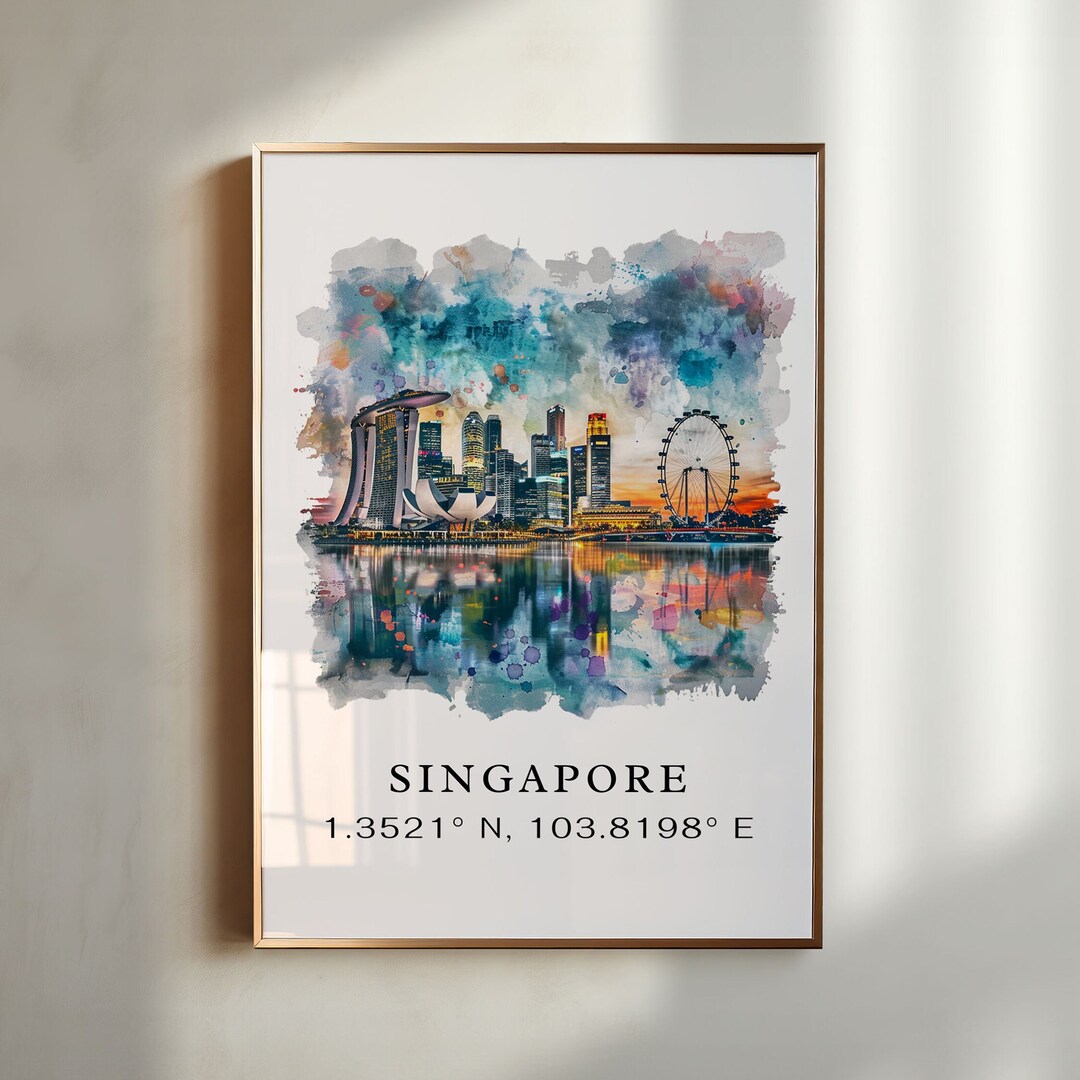 Singapore Coordinates Art Print, Singapore Print, Asia Wall Art, Singapore Gift, Travel Print