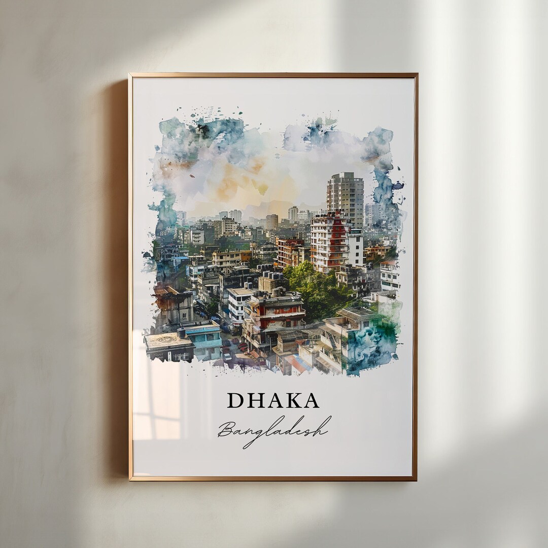 Dhaka Wall Art, Dhaka Bangladesh Print, Bangladesh Watercolor, Dhaka ...