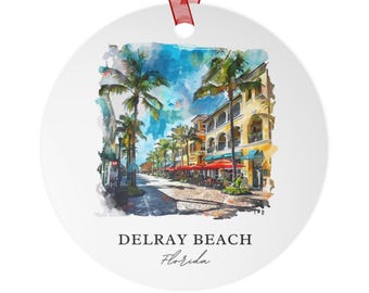 Adorno de Delray Beach, Florida: recuerdo único de Delray Beach, decoración navideña de Delray, FL, y regalo auténtico de Delray Beach.