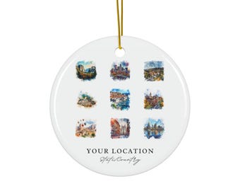 Custom Location Ornament: Unique Travel Souvenir, Custom Location Xmas Ornament, and Travel Lover Christmas Gift