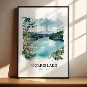 Norris Lake Wall Art, Norris Print, Tennessee Watercolor Art, Norris Lake TN Gift, Travel Print, Travel Poster, Housewarming Gift