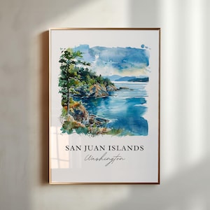San Juan Islands WA Art, Pacific Northwest Print, Washington State Watercolor, San Juan Islands Gift, Travel Poster, Housewarming Gift