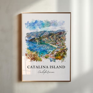 Arte dell&#39;isola di Catalina, stampa dell&#39;isola di Catalina, acquerello dell&#39;isola di Catalina, regalo dell&#39;isola di Catalina, poster di viaggio, regalo di inaugurazione della casa