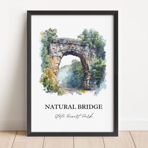 Arte del parque estatal Natural Bridge, impresión de Kentucky, arte de acuarela de Kentucky, regalo de Slade KY, impresión de viaje, póster de viaje, regalo de inauguración de la casa