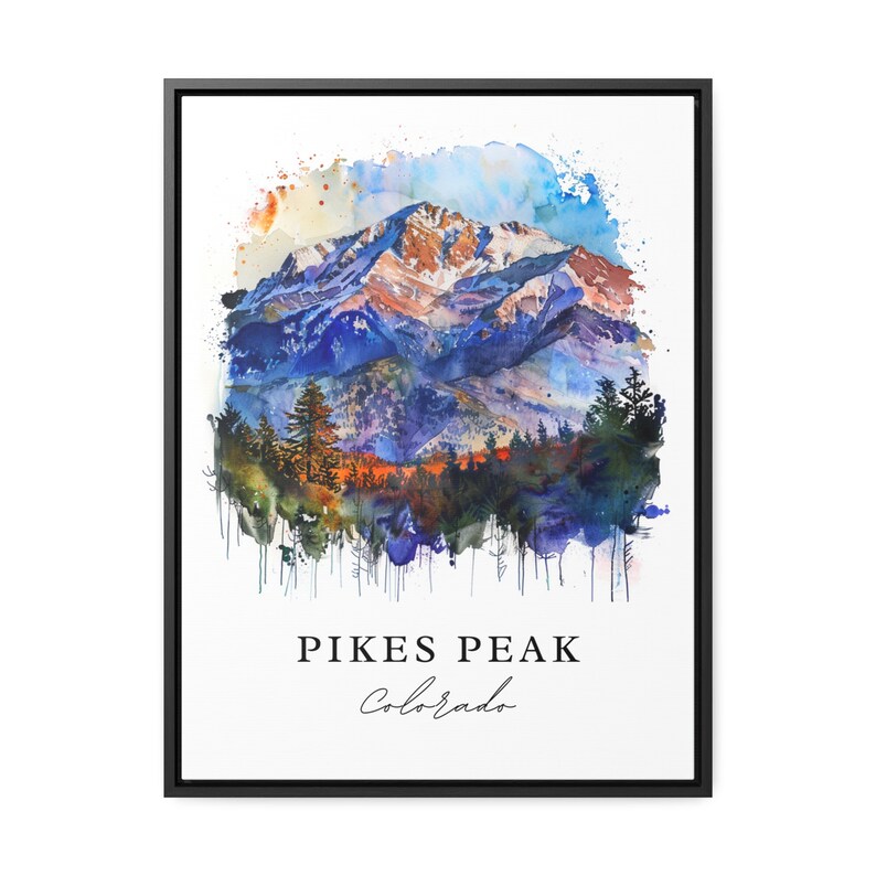 Impressão artística em aquarela de Pikes Peak, pôster de viagem para as montanhas do Colorado imagem 5