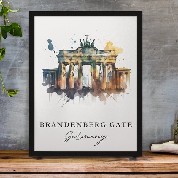 Brandenburg Gate traditional travel art - Germany, Brandenburg poster, Wedding gift, Birthday present, Custom Text, Personalised Gift