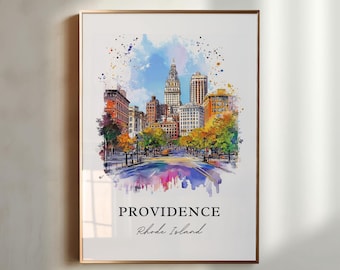 Providence RI Wall Art, Providence Print, Rhode Island Watercolor Art, Providence Gift, Travel Print, Travel Poster, Housewarming Gift