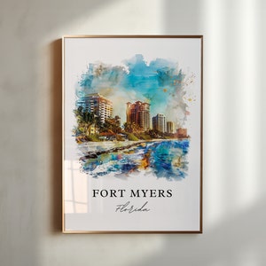 Fort Myers FL Wall Art, Fort Myers Print, Fort Myers Watercolor, Fort Myers Florida Gift, Travel Poster, Housewarming Gift