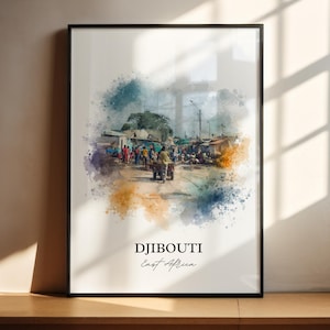 Djibouti Wall Art, Djibouti Print, Djibouti Watercolor Art, Djibouti East Africa Gift, Travel Print, Travel Poster, Housewarming Gift