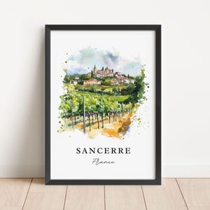 Sancerre France Wall Art, Sancerre Wine Region Print, Sancerre Watercolor, Sancerre FR Gift, Travel Poster, Housewarming Gift