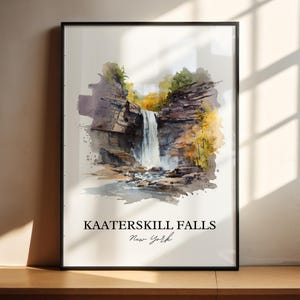 Decorazione murale delle cascate di Kaaterskill, stampa delle Catskill, acquerello di New York, regalo per Palenville, NY, stampa di viaggio, poster di viaggio, regalo di inaugurazione della casa