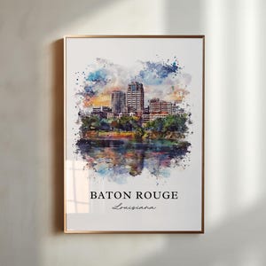 Baton Rouge Wall Art, Baton Rouge Print, Baton Rouge Watercolor, Baton Rouge Louisiana Gift, Travel Print, Travel Poster, Housewarming Gift