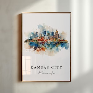 Kansas City traditional travel art - Missouri, Kansas City poster, Wedding gift, Birthday present, Custom Text, Personalized Gift