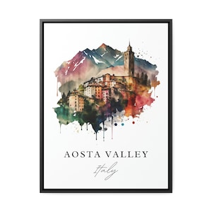 Aosta-Tal traditionelle Reisekunst - Italien, Aosta-Tal Plakat, Hochzeitsgeschenk, Geburtstagsgeschenk, benutzerdefinierter Text, personalisiertes Geschenk