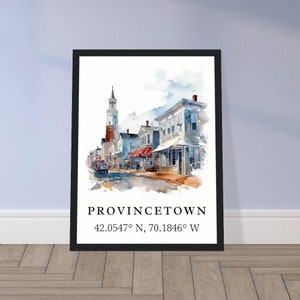 Provincetown traditional travel art - PTown, Provincetown poster, Wedding gift, Birthday present, Custom Text, Personalized Gift