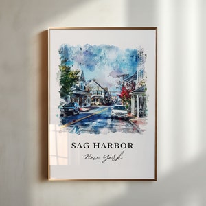 Sag Harbor Wall Art, Southampton Print, East Hampton Watercolor Art, Sag Harbor NY Gift, Travel Poster, Housewarming Gift