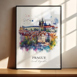 Prague Wall Art, Prague Skyline Print, Czech Republic Watercolor Art, Prague Gift, Travel Print, Travel Poster, Housewarming Gift