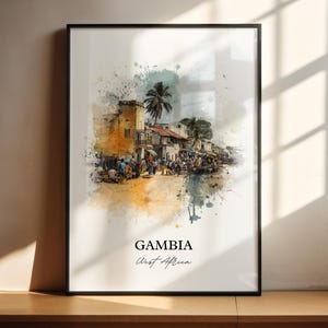 Gambia Wall Art, West Africa Print, Gambia Watercolor Art, Gambia Gift, Travel Print, Travel Poster, Housewarming Gift