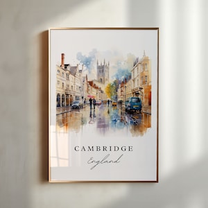 Cambridge England art - England, Cambridge poster, Cambridge UK Wedding gift, Birthday present, Custom Text, Personalized Gift