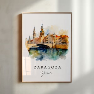 Zaragoza Spain Wall Art, Zaragoza Print, Zaragoza Watercolor Art, Zaragoza Espana Gift, Travel Poster, Housewarming Gift