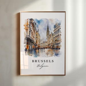 Brussels wall art - Belgium, Brussels print, Brussels Wedding gift, Brussels Cityscape Birthday present, Custom Text, Perfect Gift