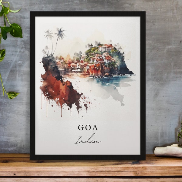 Goa traditional travel art - India, Goa poster, Wedding gift, Birthday present, Custom Text, Personalised Gift