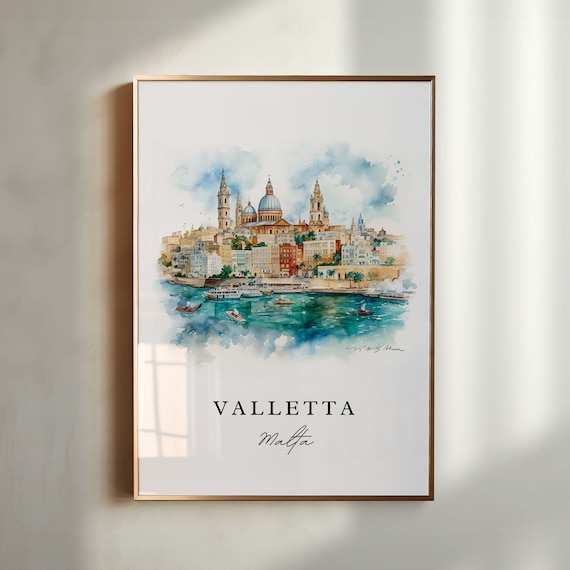 Valletta Malta wall art - Malta, Valletta poster, Valletta Wedding gift, Birthday present, Custom Text, Personalized Gift
