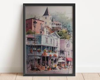 Bar Harbor Maine Watercolor Art Bar Harbor Travel Print Bar Harbor Maine Artwork Maine Decor Bar Harbor ME Wall Art