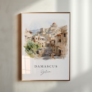 Damascus wall art - Syria, Damascus poster, Damascus Wedding gift, Birthday present, Custom Text, Personalized Gift