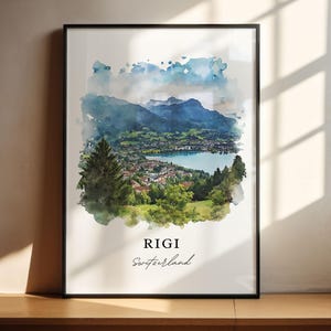 Rigi Switzerland Wall Art, Rigi Print, Lucerne Watercolor Art, Rigi Swiss Gift, Travel Poster, Housewarming Gift