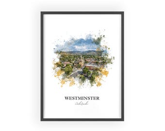Westminster CO Wall Art, Colorado Print, Colorado Watercolor Art, Westminster CO Gift, Travel Print, Travel Poster, Housewarming Gift