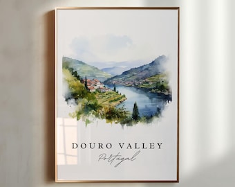Douro Valley Portugal Print – Scenic Travel Poster, Custom Text Available