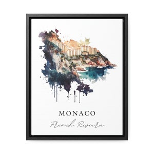 Monaco Watercolor Map Art Print – French Riviera Travel Poster image 5