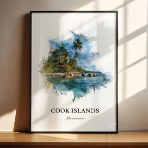 Cook Islands Wall Art, South Pacific Print, New Zealand Watercolor Art, Cook Islands Gift, Travel Print, Travel Poster, Housewarming Gift
