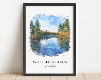 ホワイトフィッシュ湖のウォールアート、フラットヘッド郡のプリント