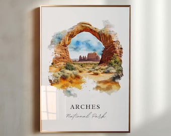 Arches National Park Art, Arches Print, Arches Utah Watercolor Art, Arches Park Utah Gift, Travel Poster, Housewarming Gift