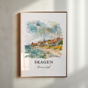 Skagen Denmark Wall Art, Skagen Vendsyssel Print, Skagen Watercolor, Skagen Denmark Gift, Travel Poster, Housewarming Gift