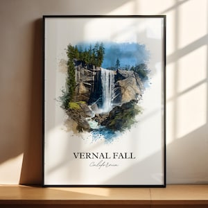 Vernal Falls Wall Art, Yosemite Print, Yosemite Watercolor Art, Vernal Falls Gift, Travel Print, Travel Poster, Housewarming Gift