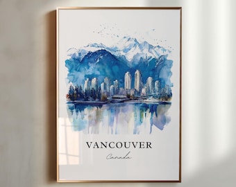 Vancouver Wall Art, Vancouver Print, Vancouver Watercolor Art, Vancouver BC Gift, Travel Print, Travel Poster, Housewarming Gift