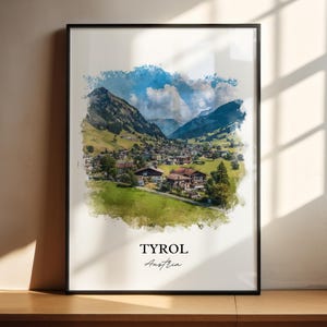 Tyrol Wall Art, Tyrol Austria Print, Austria Watercolor Art, Austria Gift, Tyrol Austria Travel Print, Travel Poster, Housewarming Gift