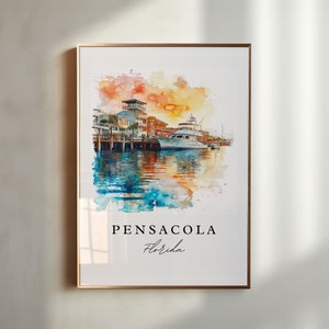 Pensacola FL wall art - Florida, Pensacola print, Pensacola Wedding gift, Birthday present, Custom Text, Perfect Gift