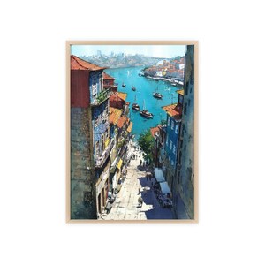 Arte de acuarela de Oporto Impresión de viaje de Oporto Portugal Obra de arte de Portugal Decoración de Portugal Arte mural de Portugal imagen 7
