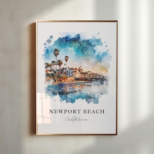 Newport Beach Wall Art, Newport Beach Print, Balboa Watercolor Art, Newport Beach Gift, Travel Poster, Housewarming Gift
