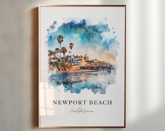 Newport Beach Wall Art, Newport Beach Print, Balboa Watercolor Art, Newport Beach Gift, Travel Poster, Housewarming Gift