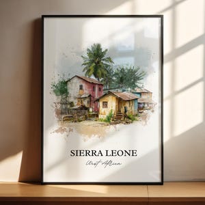 Sierra Leone Wall Art, Sierra Leone Print, Sierra Leone Watercolor Art, Sierra Leone Gift, Travel Print, Travel Poster, Housewarming Gift