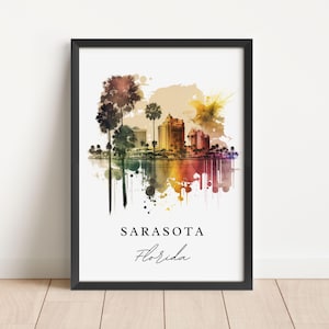 Arte mural de Sarasota, Florida - Florida, póster de Sarasota, regalo de boda en Sarasota, regalo de cumpleaños en Sarasota, FL, texto personalizado, regalo personalizado