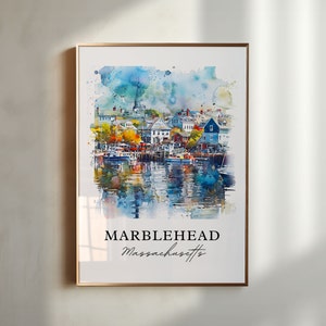 Marblehead MA Wall Art, Marblehead Print, Marblehead Watercolor, Marblehead Mass. Gift, Travel Poster, Housewarming Gift